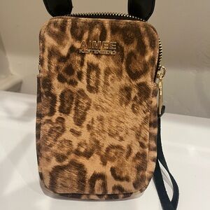 Aimee‎ Kestenberg Brown Leopard Print capri genuine calf  hair crossbody